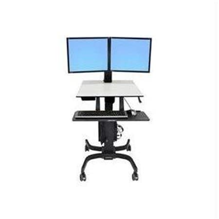 Spark Workfit-C Sit-Stand Workstation For Two Lcd Monitors Dual With Mobile Cart Bas SP131654